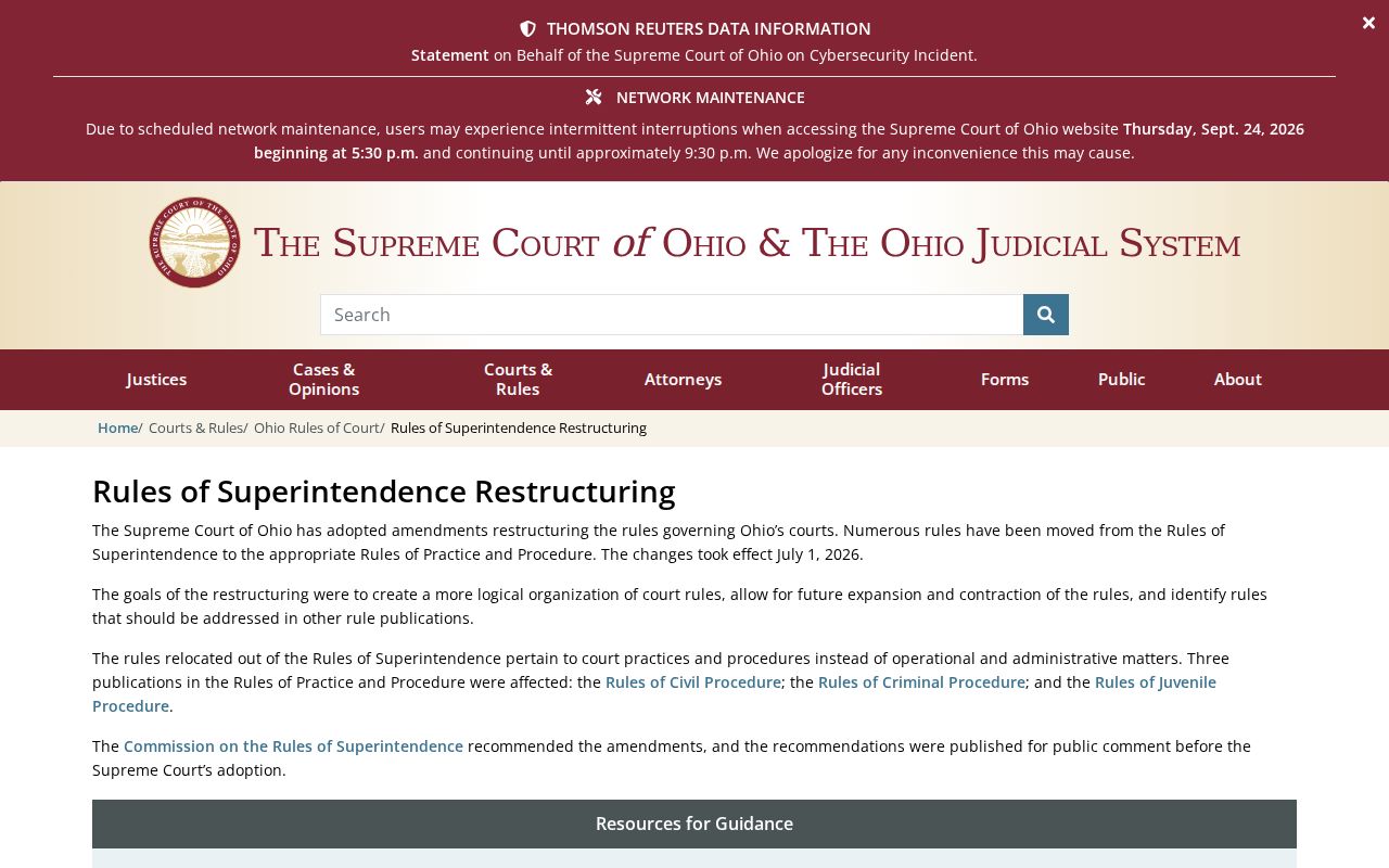 Ohio Supreme Court notice on 2026 court rule restructuring