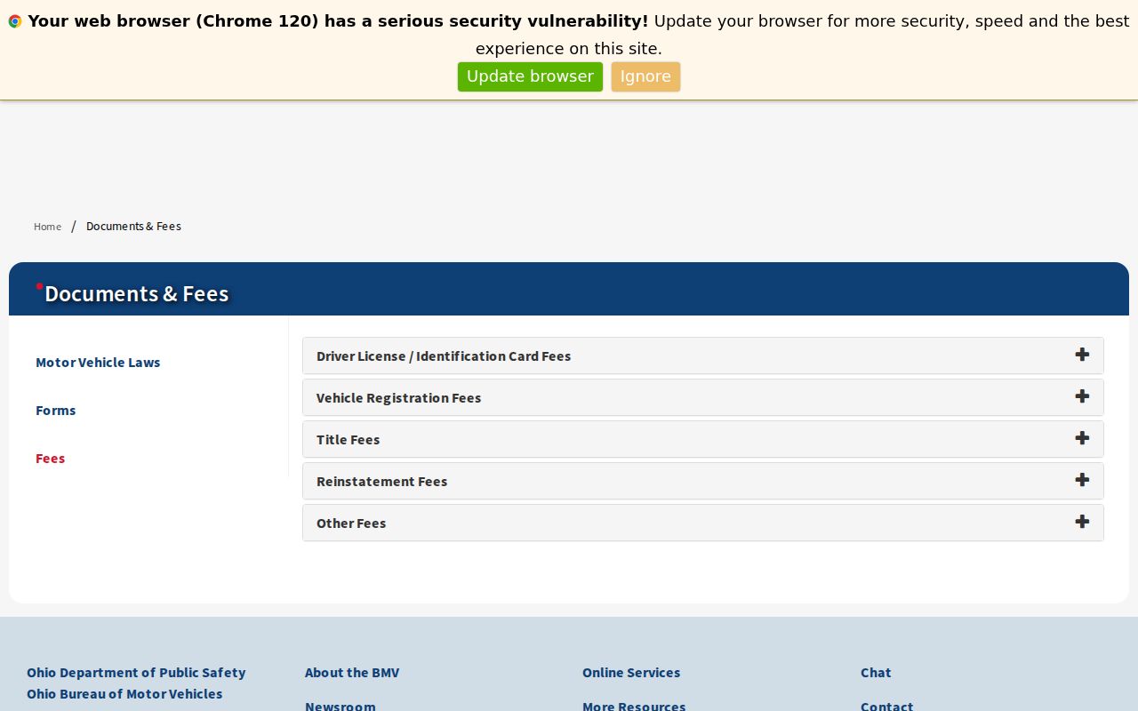 Ohio traffic court and separate BMV record fee information