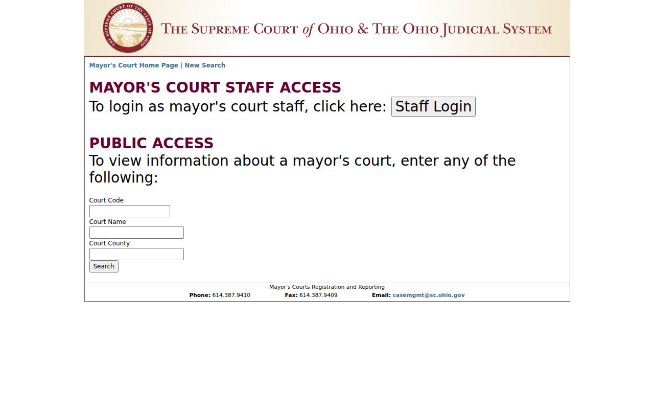 Ohio traffic court record route through the Mayor's Court locator